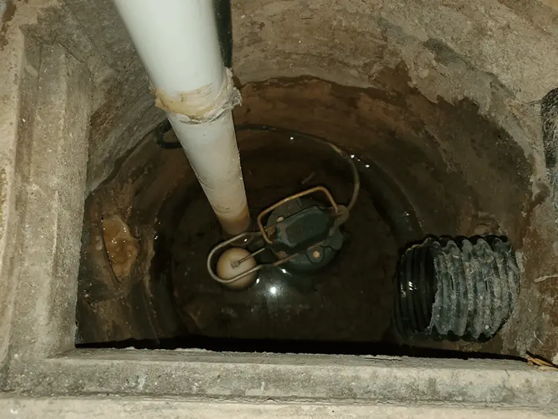 Zoeller M53 submersible sump pump in a sump basin.