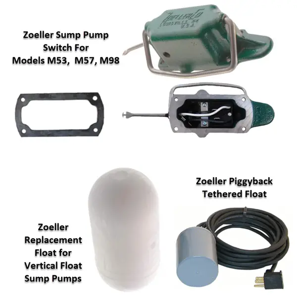 Zoeller M53, M57, M98 switch. Ball float and tethered float. Image Richard Quick