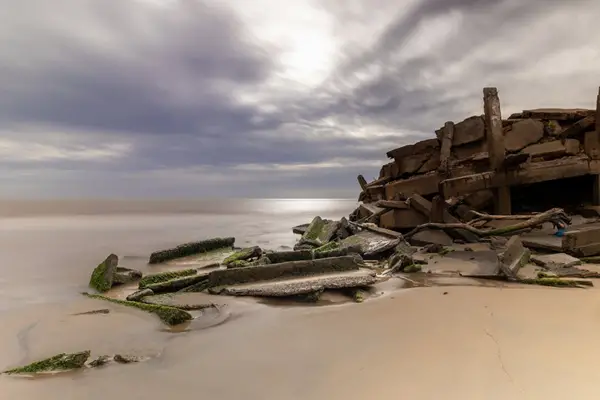 Ruins on a beach.