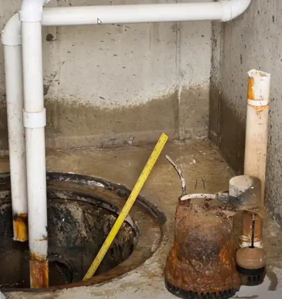 Rusted cast iron sump pump.